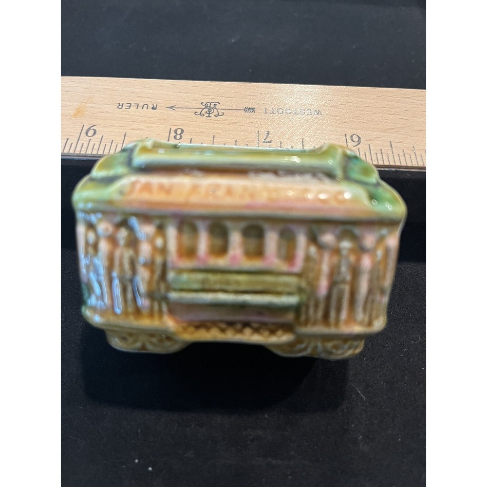 Vintage Ceramic Toothpick Holder San Francisco Cable Car‎ Trolley